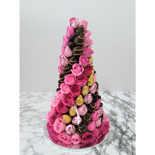 65cm Elegant Black Pink Strawberry Tower (XXL)